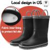 imageK KomForme Kids Rain Boots Waterproof Printed Rubber boots with HandlesBlack