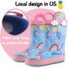 imageK KomForme Kids Rain Boots Waterproof Printed Rubber boots with HandlesBlue Rainbow