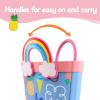 imageK KomForme Kids Rain Boots Waterproof Printed Rubber boots with HandlesBlue Rainbow