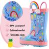 imageK KomForme Kids Rain Boots Waterproof Printed Rubber boots with HandlesBlue Rainbow