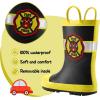 imageK KomForme Kids Rain Boots Waterproof Printed Rubber boots with HandlesFire Chief