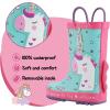 imageK KomForme Kids Rain Boots Waterproof Printed Rubber boots with HandlesGlitter Unicorn