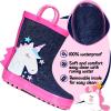 imageK KomForme Kids Rain Boots Waterproof Printed Rubber boots with HandlesGlitter Unicorn Star