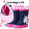 imageK KomForme Kids Rain Boots Waterproof Printed Rubber boots with HandlesGlitter Unicorn Star