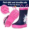 imageK KomForme Kids Rain Boots Waterproof Printed Rubber boots with HandlesGlitter Unicorn Star