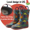 imageK KomForme Kids Rain Boots Waterproof Printed Rubber boots with HandlesGray Dinosaur