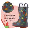 imageK KomForme Kids Rain Boots Waterproof Printed Rubber boots with HandlesGray Dinosaur