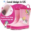 imageK KomForme Kids Rain Boots Waterproof Printed Rubber boots with HandlesPink Panda