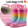 imageK KomForme Kids Rain Boots Waterproof Printed Rubber boots with HandlesPink Rainbow