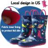 imageK KomForme Kids Rain Boots Waterproof Printed Rubber boots with HandlesPurple Dinosaur