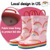 imageK KomForme Kids Rain Boots Waterproof Printed Rubber boots with HandlesRainbow Cloud