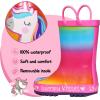 imageK KomForme Kids Rain Boots Waterproof Printed Rubber boots with HandlesUnicorn Kisses
