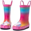 imageK KomForme Kids Rain Boots Waterproof Printed Rubber boots with HandlesUnicorn Kisses