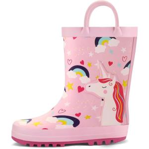 imageK KomForme Kids Rain Boots Waterproof Printed Rubber boots with HandlesUnicorn Life