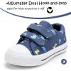 imageK KomForme Toddler Boys ampamp Girls Shoes Kids Canvas Sneakers with Cartoon Dual Hook and LoopsBlue Dinosaur