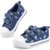 imageK KomForme Toddler Boys ampamp Girls Shoes Kids Canvas Sneakers with Cartoon Dual Hook and LoopsBlue Dinosaur