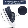 imageK KomForme Toddler Boys ampamp Girls Shoes Kids Canvas Sneakers with Cartoon Dual Hook and LoopsNavy