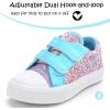 imageK KomForme Toddler Sneakers for Boys and Girls Dual Hook and Loops Sneakers Baby Canvas ShoesGlitter Blue