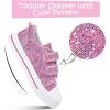 imageK KomForme Toddler Sneakers for Boys and Girls Dual Hook and Loops Sneakers Baby Canvas ShoesPink Glitter