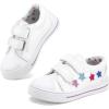imageK KomForme Toddler Sneakers for Boys and Girls Dual Hook and Loops Sneakers Baby Canvas ShoesWhite New