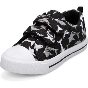imageK KomForme Toddler Boys ampamp Girls Shoes Kids Canvas Sneakers with Cartoon Dual Hook and LoopsBlack