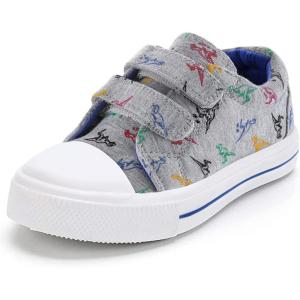 imageK KomForme Toddler Boys ampamp Girls Shoes Kids Canvas Sneakers with Cartoon Dual Hook and LoopsRaptor Dinosaur
