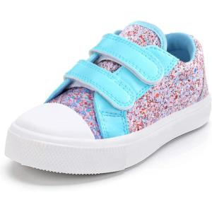 imageK KomForme Toddler Sneakers for Boys and Girls Dual Hook and Loops Sneakers Baby Canvas ShoesGlitter Blue