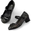 imageK KomForme Girls Dress Shoes Mary Jane Glitter 15 in Low Heel Wedding Party Princess Shoes for ToddlerLittleBig KidsBlack