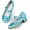imageK KomForme Girls Dress Shoes Mary Jane Glitter 15 in Low Heel Wedding Party Princess Shoes for ToddlerLittleBig KidsBlue