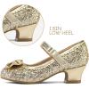imageK KomForme Girls Dress Shoes Mary Jane Glitter 15 in Low Heel Wedding Party Princess Shoes for ToddlerLittleBig KidsGold