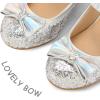 imageK KomForme Girls Dress Shoes Mary Jane Glitter 15 in Low Heel Wedding Party Princess Shoes for ToddlerLittleBig KidsIridescent Silver