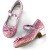 imageK KomForme Girls Dress Shoes Mary Jane Glitter 15 in Low Heel Wedding Party Princess Shoes for ToddlerLittleBig KidsPink