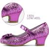 imageK KomForme Girls Dress Shoes Mary Jane Glitter 15 in Low Heel Wedding Party Princess Shoes for ToddlerLittleBig KidsPurple