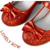 imageK KomForme Girls Dress Shoes Mary Jane Glitter 15 in Low Heel Wedding Party Princess Shoes for ToddlerLittleBig KidsRed
