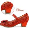 imageK KomForme Girls Dress Shoes Mary Jane Glitter 15 in Low Heel Wedding Party Princess Shoes for ToddlerLittleBig KidsRed