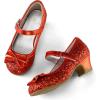 imageK KomForme Girls Dress Shoes Mary Jane Glitter 15 in Low Heel Wedding Party Princess Shoes for ToddlerLittleBig KidsRed