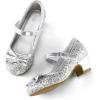 imageK KomForme Girls Dress Shoes Mary Jane Glitter 15 in Low Heel Wedding Party Princess Shoes for ToddlerLittleBig KidsSilver