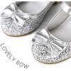 imageK KomForme Girls Dress Shoes Mary Jane Glitter 15 in Low Heel Wedding Party Princess Shoes for ToddlerLittleBig KidsSilver