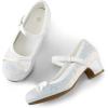 imageK KomForme Girls Dress Shoes Mary Jane Glitter 15 in Low Heel Wedding Party Princess Shoes for ToddlerLittleBig KidsWhite