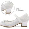 imageK KomForme Girls Dress Shoes Mary Jane Glitter 15 in Low Heel Wedding Party Princess Shoes for ToddlerLittleBig KidsWhite