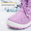 imageK KomForme Girls Glitter Snow Boots Kids Bungee Lacing Warm Faux FurLined AntiSlip Outdoor Winter Shoes ToddlerLittle KidBig KidPastel Purple