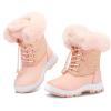 imageK KomForme Girls Glitter Snow Boots Kids Bungee Lacing Warm Faux FurLined AntiSlip Outdoor Winter Shoes ToddlerLittle KidBig KidPink