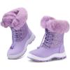 imageK KomForme Girls Glitter Snow Boots Kids Bungee Lacing Warm Faux FurLined AntiSlip Outdoor Winter Shoes ToddlerLittle KidBig KidPurple