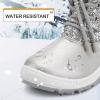 imageK KomForme Girls Glitter Snow Boots Kids Bungee Lacing Warm Faux FurLined AntiSlip Outdoor Winter Shoes ToddlerLittle KidBig KidSilver
