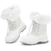 imageK KomForme Girls Glitter Snow Boots Kids Bungee Lacing Warm Faux FurLined AntiSlip Outdoor Winter Shoes ToddlerLittle KidBig KidWhite