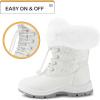 imageK KomForme Girls Glitter Snow Boots Kids Bungee Lacing Warm Faux FurLined AntiSlip Outdoor Winter Shoes ToddlerLittle KidBig KidWhite