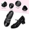 imageK KomForme Mary Jane Shoes with Low Heel Rhinestones Princess Flats Dress Pump Shoes for Little KidBig KidBlack