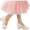 imageK KomForme Mary Jane Shoes with Low Heel Rhinestones Princess Flats Dress Pump Shoes for Little KidBig KidCream