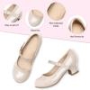 imageK KomForme Mary Jane Shoes with Low Heel Rhinestones Princess Flats Dress Pump Shoes for Little KidBig KidCream