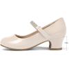 imageK KomForme Mary Jane Shoes with Low Heel Rhinestones Princess Flats Dress Pump Shoes for Little KidBig KidCream